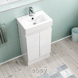 Nes Home Modern 450mm Freestanding Basin Vanity Unit 2 doors White Flat Pack