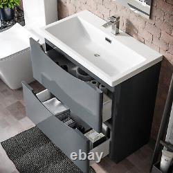 Nes Home Modern 800mm Grey Floorstanding Basin Vanity Unit