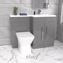 Nes Home Right Hand 1100mm Vanity Basin Unit, WC Unit & Back To Wall Toilet