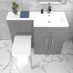 Nes Home Right Hand 1100mm Vanity Basin Unit, WC Unit & Back To Wall Toilet