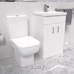 Nes Home White 500mm Cloakroom Suite with Basin Vanity and Close Coupled Toilet
