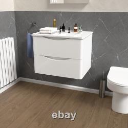 Nes Home White 600mm Bathroom Wall Hung Vanity With Worktop