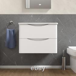Nes Home White 600mm Bathroom Wall Hung Vanity With Worktop