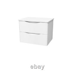 Nes Home White 600mm Bathroom Wall Hung Vanity With Worktop