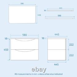 Nes Home White 600mm Bathroom Wall Hung Vanity With Worktop