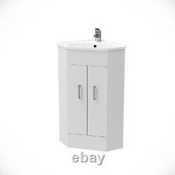 Nes Home White Corner Vanity Unit with Ceramic Basin and Mixer Tap + Waste