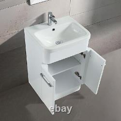 Nes home Lex 500mm Freestanding Vanity Unit Ceramic Basin Cabinet Gloss White