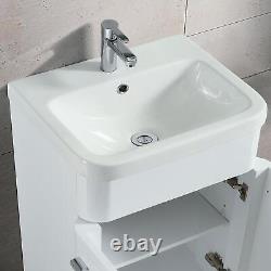 Nes home Lex 500mm Freestanding Vanity Unit Ceramic Basin Cabinet Gloss White