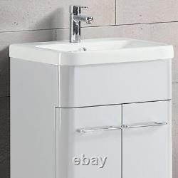 Nes home Lex 500mm Freestanding Vanity Unit Ceramic Basin Cabinet Gloss White