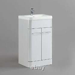 Nes home Lex 500mm Freestanding Vanity Unit Ceramic Basin Cabinet Gloss White