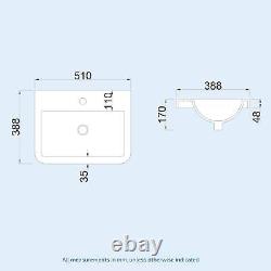 Nes home Lex 500mm Freestanding Vanity Unit Ceramic Basin Cabinet Gloss White