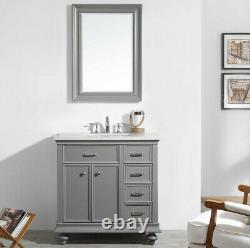 New Large 900 MM Vanity Unit Marble Worktop & Mirror Grey Floor Standing Basin