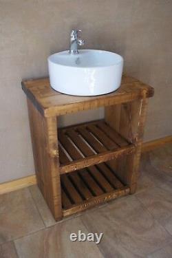 New Rustic Chunky Vanity Sink Unit Washstand Bathroom Ready Made