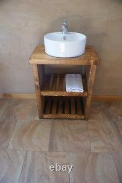 New Rustic Chunky Vanity Sink Unit Washstand Bathroom Ready Made