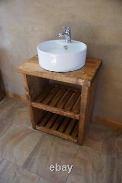 New Rustic Chunky Vanity Sink Unit Washstand Bathroom Ready Made