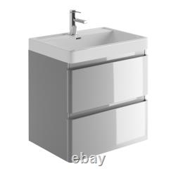 Newbold Bathroom Vanity Unit Sink Wall Hung Floor Standing Light Grey Storage