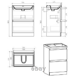 Newbold Grey Gloss Bathroom Floor Standing Vanity Unit Grey Glass Basin 60cm