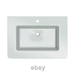 Newbold Grey Gloss Bathroom Wall Hung Vanity Unit White Glass Basin 60cm