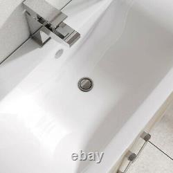 Newton Bathroom Vanity Unit & Ceramic Basin Wall Mounted Light Wood Chrome 510mm