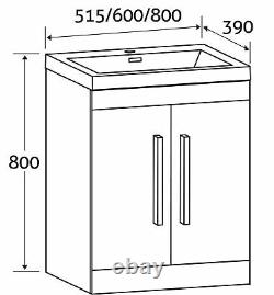Newton Grey Gloss Bathroom Vanity Unit Floor Storage Ceramic Sink Basin 800mm