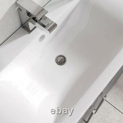 Newton Grey Wood Effect Bathroom Vanity Unit Wall Storage Ceramic Sink 600mm