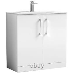 Nuie Arno Floor Standing 2-Door Vanity Unit & Basin-2 800mm Gloss White