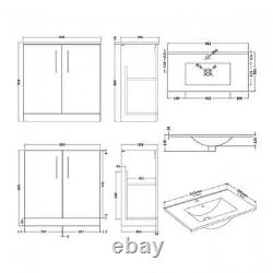 Nuie Arno Floor Standing 2-Door Vanity Unit & Basin-2 800mm Gloss White