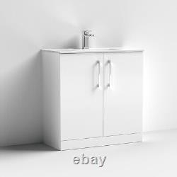 Nuie Arno Floor Standing 2-Door Vanity Unit & Basin-2 800mm Gloss White