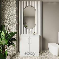 Nuie Arno Floor Standing 2-Door Vanity Unit & Basin-2 800mm Gloss White