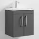 Nuie Athena Wall Hung 2-door Vanity Unit With Basin-1 500mm Wide Gloss Grey