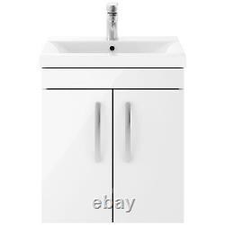 Nuie Athena Wall Hung 2-Door Vanity Unit with Basin-2 500mm Wide Gloss White