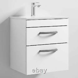 Nuie Athena Wall Hung 2-Drawer Vanity Unit with Basin 2 Gloss White 500mm
