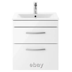 Nuie Athena Wall Hung 2-Drawer Vanity Unit with Basin 2 Gloss White 500mm