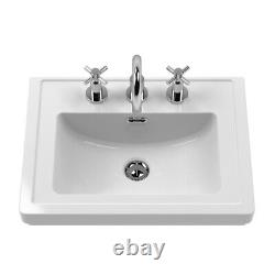 Nuie Classique 500mm Basin Vanity Unit 3 Tap Hole Traditional Bathroom Sink Unit