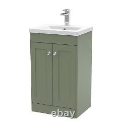 Nuie Classique 500mm Floorstanding Basin Vanity Unit Satin Green Bathroom Unit