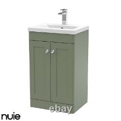 Nuie Classique 500mm Floorstanding Basin Vanity Unit Satin Green Bathroom Unit