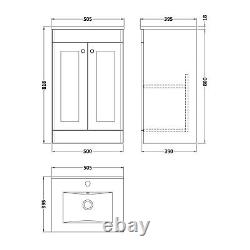 Nuie Classique 500mm Floorstanding Satin Green Vanity Unit Minimalist Basin Unit