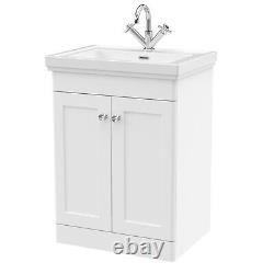 Nuie Classique 600mm 2-Door Basin Vanity Unit 1 Tap Hole Bathroom Sink Cabinet