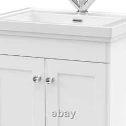 Nuie Classique 600mm 2-Door Basin Vanity Unit 1 Tap Hole Bathroom Sink Cabinet