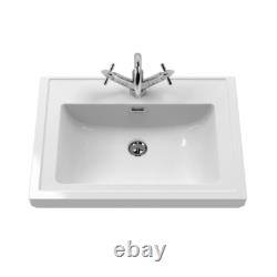 Nuie Classique 600mm 2-Door Basin Vanity Unit 1 Tap Hole Bathroom Sink Cabinet