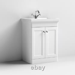 Nuie Classique 600mm 2-Door Basin Vanity Unit 1 Tap Hole Bathroom Sink Cabinet