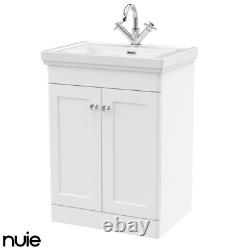 Nuie Classique 600mm 2-Door Basin Vanity Unit 1 Tap Hole Bathroom Sink Cabinet