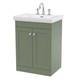 Nuie Classique 600mm Basin Vanity Unit 3 Tap Hole Traditional Satin Green Unit