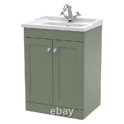 Nuie Classique Floor Standing 2-Door Vanity Unit with Traditional Basin 600mm Wi