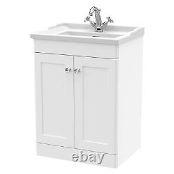 Nuie Classique Floor Standing 2-Door Vanity Unit with Traditional Basin 600mm Wi