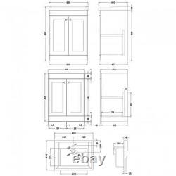 Nuie Classique Floor Standing 2-Door Vanity Unit with Traditional Basin 600mm Wi