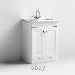 Nuie Classique Floor Standing 2-Door Vanity Unit with Traditional Basin 600mm Wi