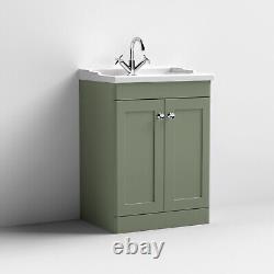 Nuie Classique Floor Standing 2-Door Vanity Unit with Traditional Basin 600mm Wi