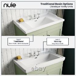 Nuie Classique Floor Standing 2-Door Vanity Unit with Traditional Basin 600mm Wi