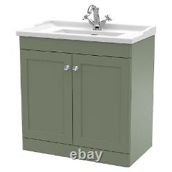 Nuie Classique Floor Standing 2-Door Vanity Unit with Traditional Basin 800mm Wi